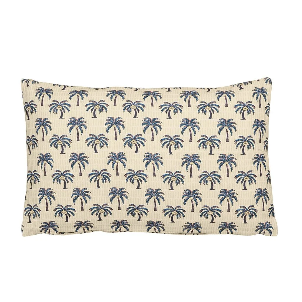 Coussin En Coton Blanc Cassé 55x35cm - Palme 3 Coussin En Coton Blanc Cassé 55x35cm - Palme