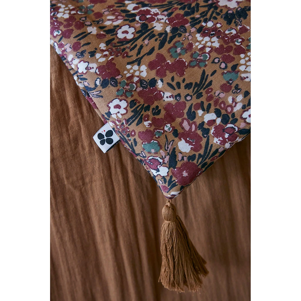 Bout De Lit En Gaze De Coton Imprimée Camel 90x200cm - Capucine 4 Bout De Lit En Gaze De Coton Imprimée Camel 90x200cm - Capucine – Image 2