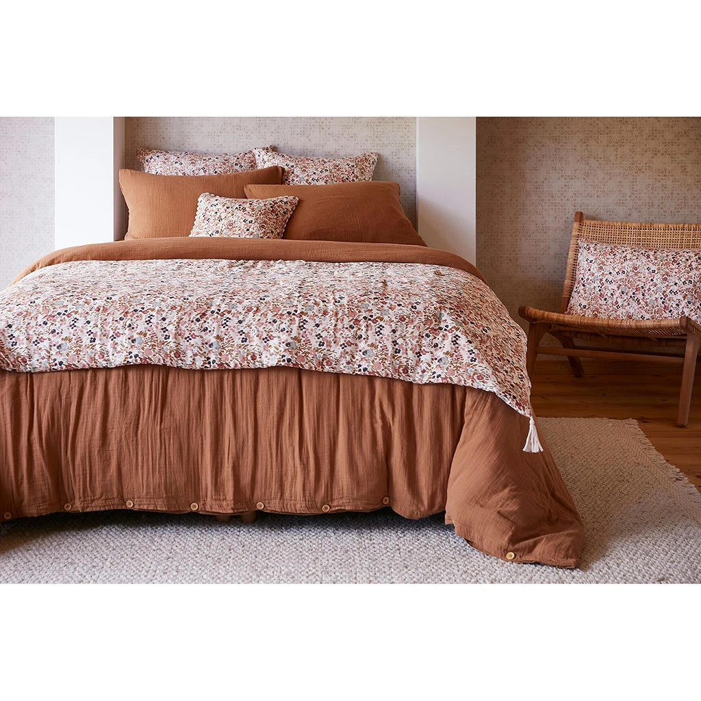 Bout De Lit En Gaze De Coton Imprimée Pampa 90x200cm - Capucine 3 Bout De Lit En Gaze De Coton Imprimée Pampa 90x200cm - Capucine