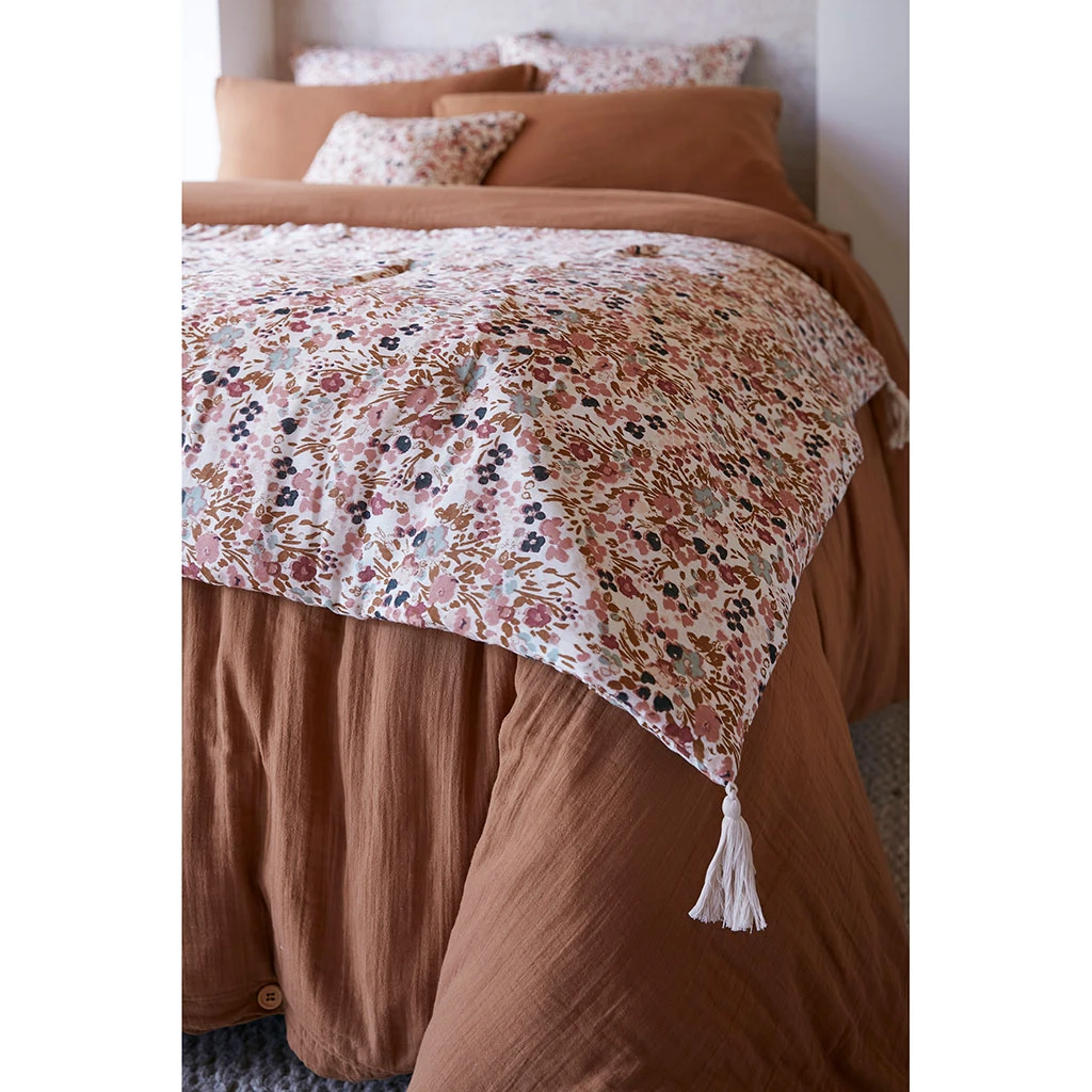 Bout De Lit En Gaze De Coton Imprimée Pampa 90x200cm - Capucine 4 Bout De Lit En Gaze De Coton Imprimée Pampa 90x200cm - Capucine – Image 2