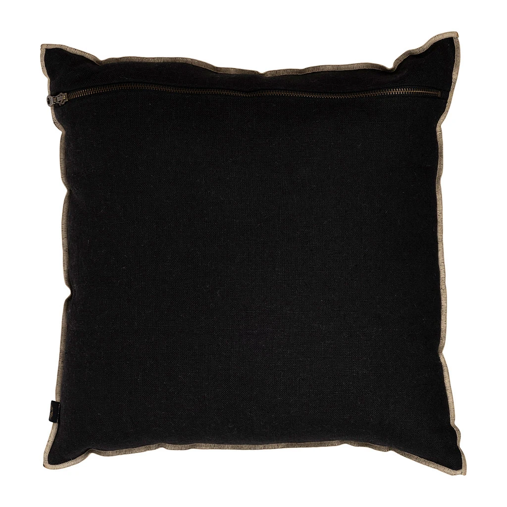 Housse De Coussin Chennai Noir 45x45cm En Lin Lave 4 Housse De Coussin Chennai Noir 45x45cm En Lin Lave – Image 2