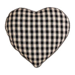 Coussin Cœur En Coton à Carreaux Noir 40x35cm - Campagne