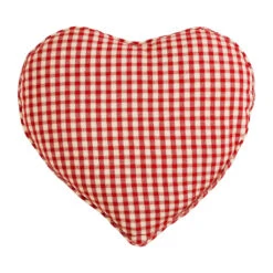 Coussin Coeur En Coton à Carreaux Rouge 40x35cm - Mamie