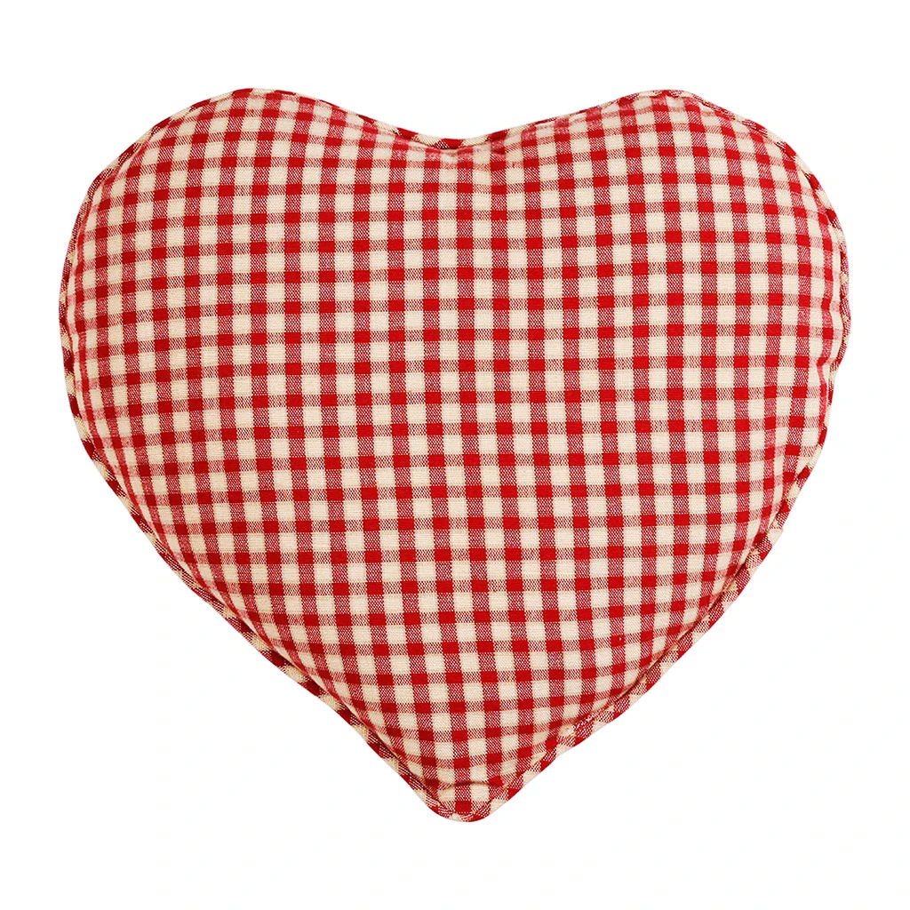 Coussin Coeur En Coton à Carreaux Rouge 40x35cm - Mamie 3 Coussin Coeur En Coton à Carreaux Rouge 40x35cm - Mamie