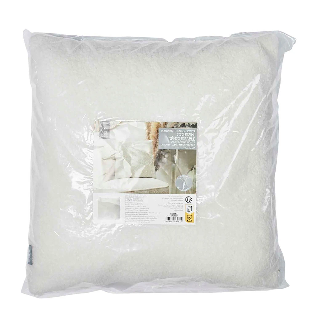 Coussin Doudou Bouclé Crème 40x40cm - Décorera 5 Coussin Doudou Bouclé Crème 40x40cm - Décorera – Image 3
