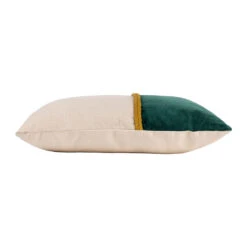 Housse De Coussin En Coton Emeraude Et Beige 50x30cm - Manarola -Magasin De Literie coussin en coton emeraude et beige 50x30cm manarola 77243 77243 DET01 WEB 1