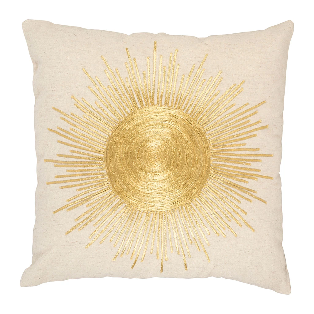 Housse De Coussin En Coton Et Lin Blanc 45x45cm - Soleil 3 Housse De Coussin En Coton Et Lin Blanc 45x45cm - Soleil