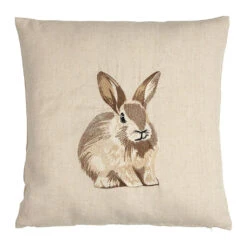 Coussin En Coton Et Lin Naturel Et Brun 45x45cm - A La Ferme