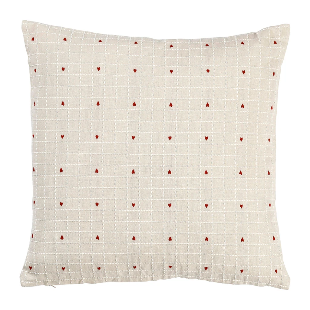 Coussin En Coton Grège 45x45cm - P'tits Coeurs 3 Coussin En Coton Grège 45x45cm - P'tits Coeurs