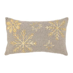 Housse De Coussin En Coton Gris Et Doré 50x30cm - Flocon