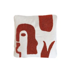 Coussin En Coton Naturel Et Terracotta 40x40cm