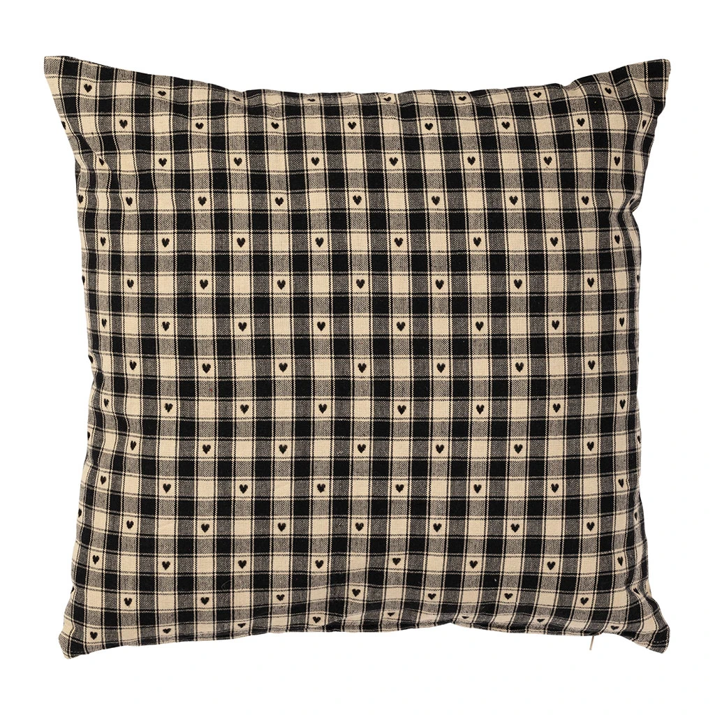Coussin En Coton Vichy Noir 45x45cm - Campagne 3 Coussin En Coton Vichy Noir 45x45cm - Campagne