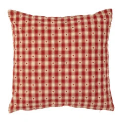 Coussin En Coton Vichy Rouge 45x45cm - Campagne
