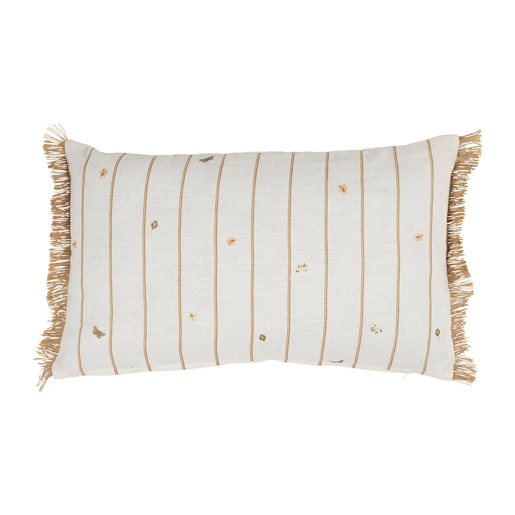 Coussin En Lin Beige Et Blanc 30x50cm - Louise 3 Coussin En Lin Beige Et Blanc 30x50cm - Louise