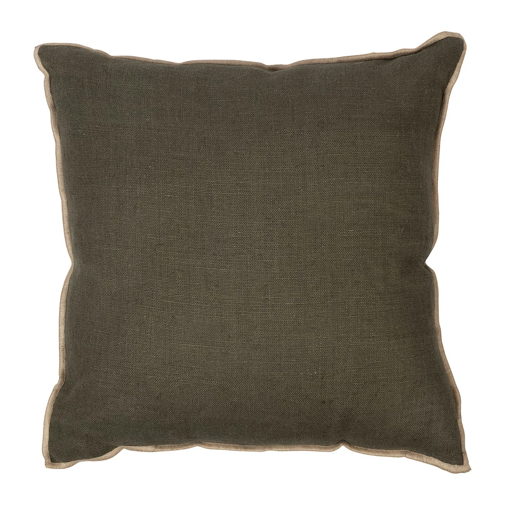 Housse De Coussin En Lin Kaki 45x45cm - Chennai 3 Housse De Coussin En Lin Kaki 45x45cm - Chennai