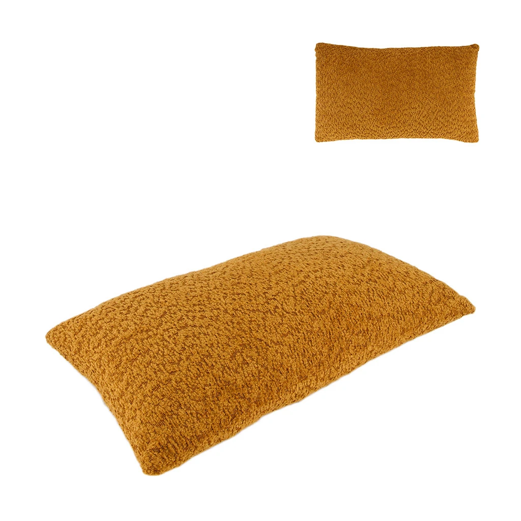 Coussin En Tissu Bouclette Ocre 50x30cm 3 Coussin En Tissu Bouclette Ocre 50x30cm