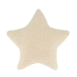 Coussin étoile En Tissu Bouclette Crème