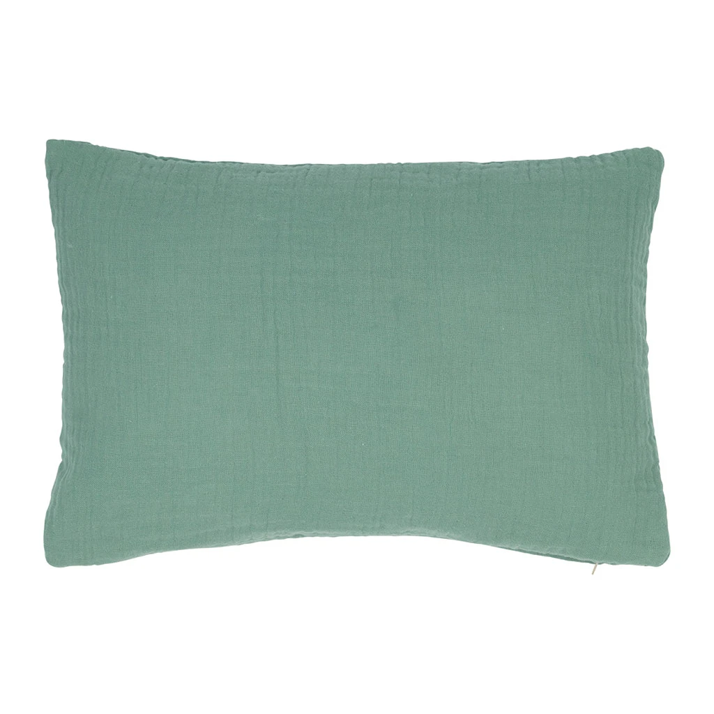 Housse De Coussin Famille En Gaze De Coton Sauge 50x35cm 4 Housse De Coussin Famille En Gaze De Coton Sauge 50x35cm – Image 2