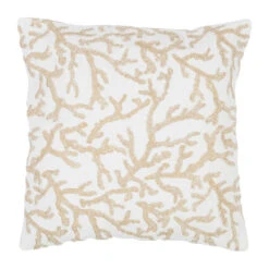 Housse De Coussin Motif Coreil Blanc Et Beige 45x45cm - Estran
