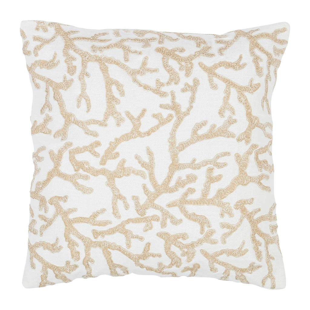 Housse De Coussin Motif Coreil Blanc Et Beige 45x45cm - Estran 3 Housse De Coussin Motif Coreil Blanc Et Beige 45x45cm - Estran