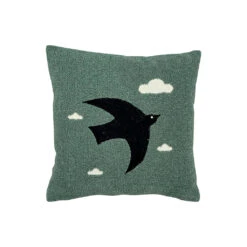 Coussin Oiseau En Coton Bleu Canard 40x40cm - Influence