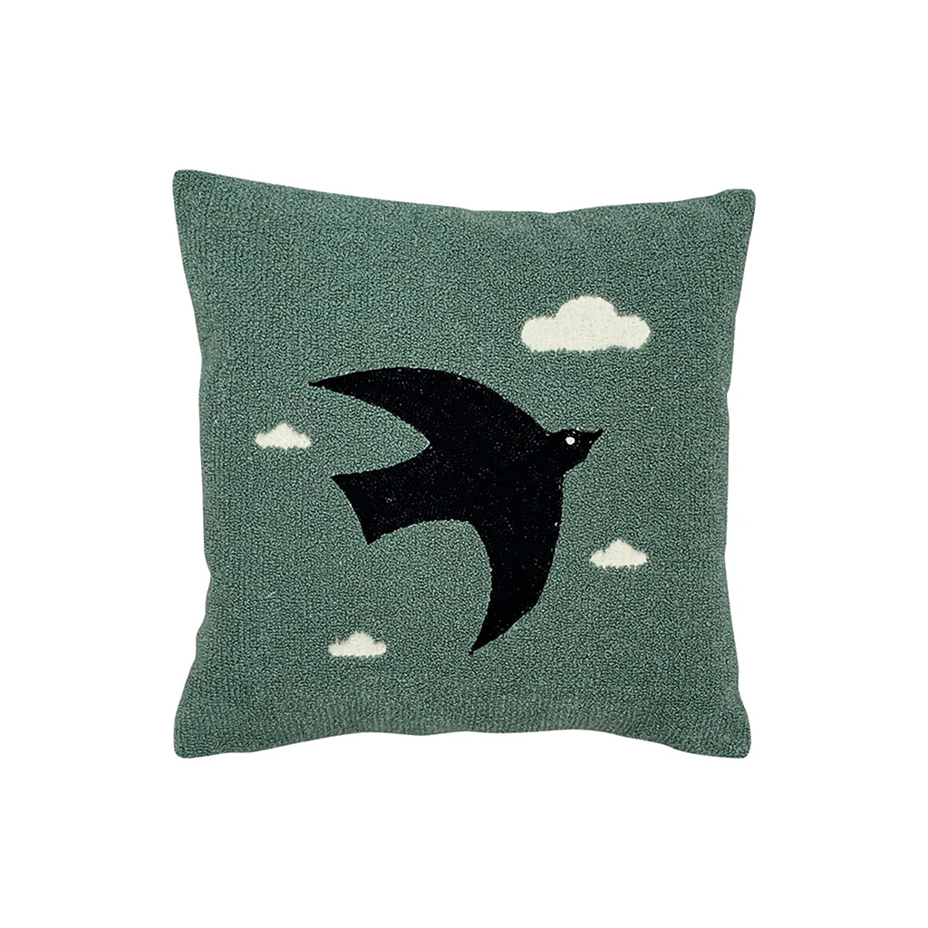 Coussin Oiseau En Coton Bleu Canard 40x40cm - Influence 3 Coussin Oiseau En Coton Bleu Canard 40x40cm - Influence