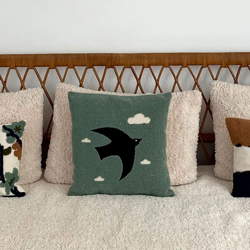 Coussin Oiseau En Coton Bleu Canard 40x40cm - Influence 4 Coussin Oiseau En Coton Bleu Canard 40x40cm - Influence – Image 2