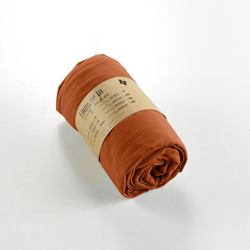 Drap Housse En Flanelle Tomette 160x200cm - Candice 4 Drap Housse En Flanelle Tomette 160x200cm - Candice – Image 2