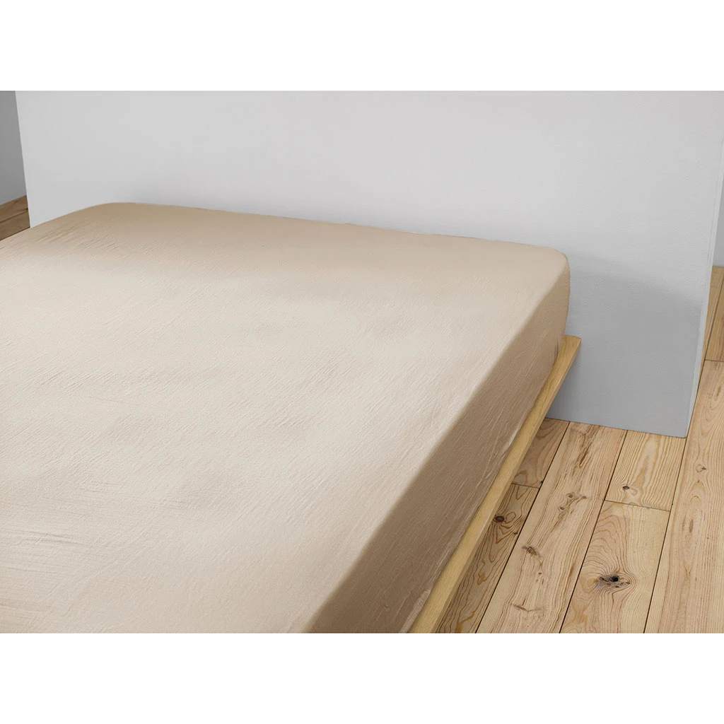 Drap Housse En Gaze De Coton Ficelle 140x190cm - Gaia 4 Drap Housse En Gaze De Coton Ficelle 140x190cm - Gaia – Image 2