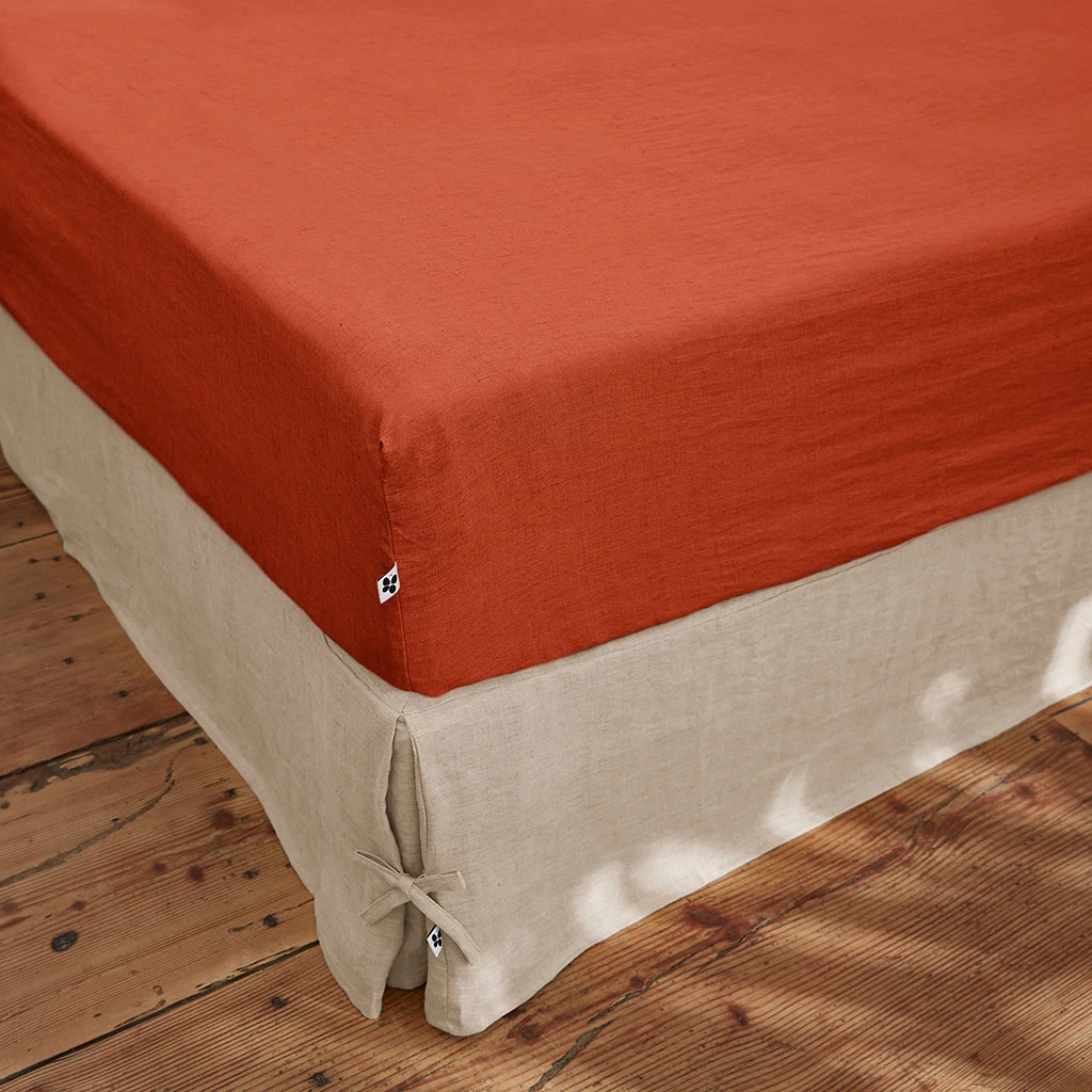 Drap Housse En Lin Lavé Paprika 140x190cm - Soline 3 Drap Housse En Lin Lavé Paprika 140x190cm - Soline