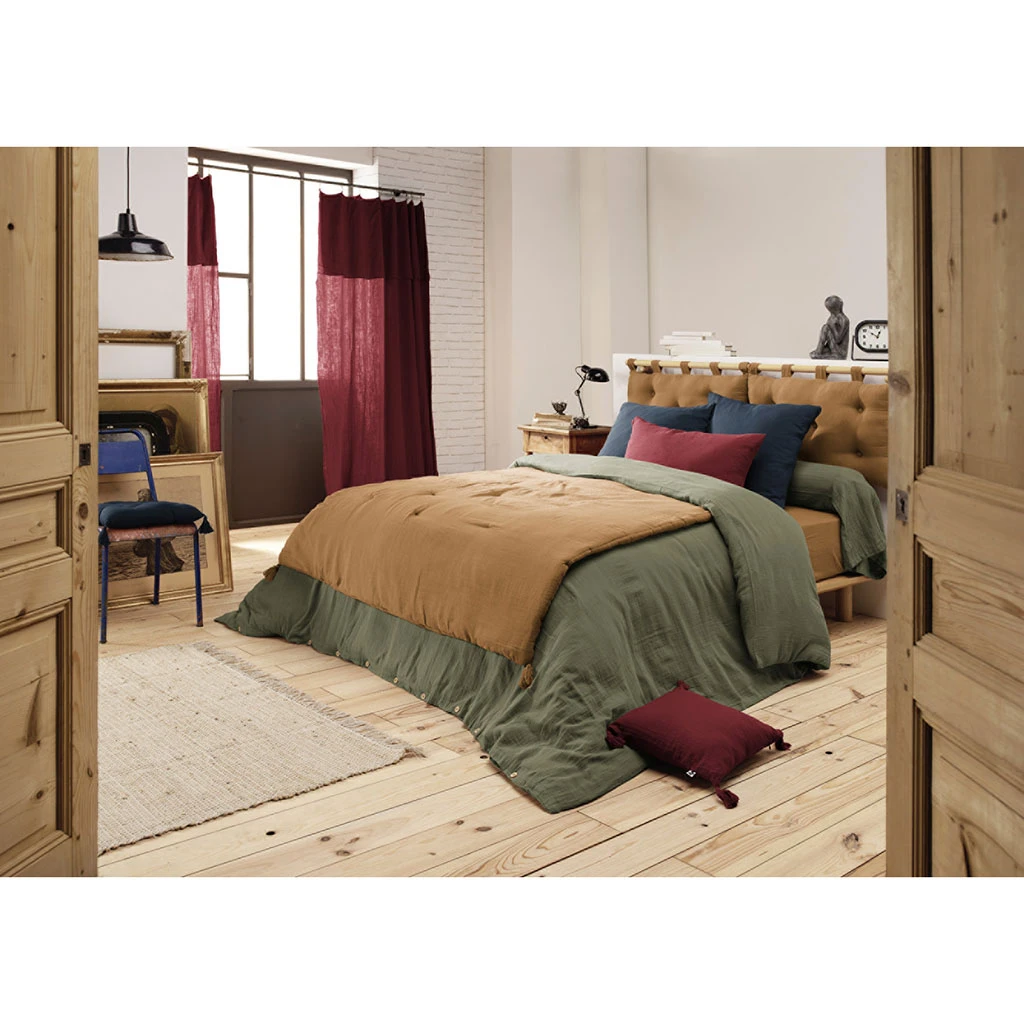 Edredon Camel En Gaze De Coton 150x150cm - Gaia 3 Edredon Camel En Gaze De Coton 150x150cm - Gaia