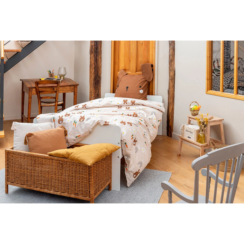 Housse De Couette 140x200cm Et 1 Taie D'oreiller 60x60cm En Coton - Pompon 4 Housse De Couette 140x200cm Et 1 Taie D'oreiller 60x60cm En Coton - Pompon – Image 2