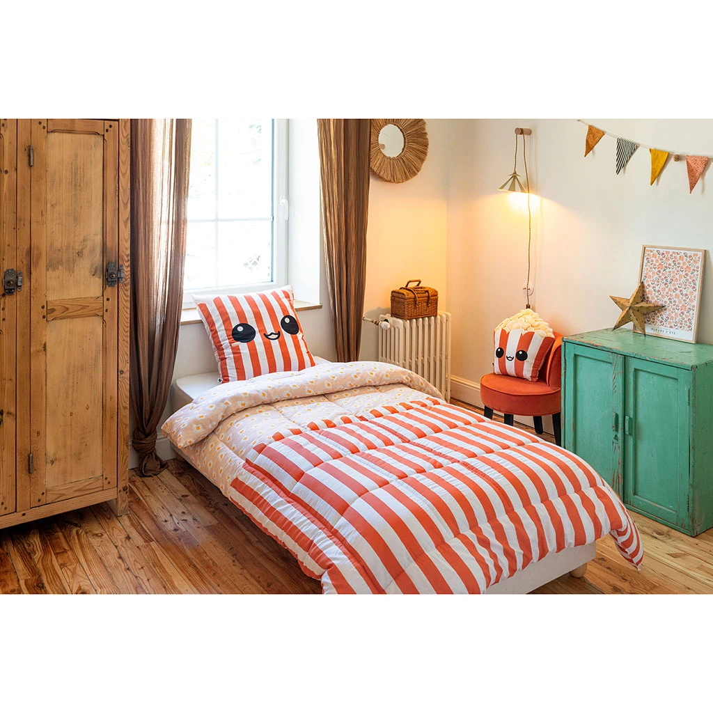 Housse De Couette 140x200cm Et 1 Taie D'oreiller 60x60cm En Coton - Popcorn 3 Housse De Couette 140x200cm Et 1 Taie D'oreiller 60x60cm En Coton - Popcorn