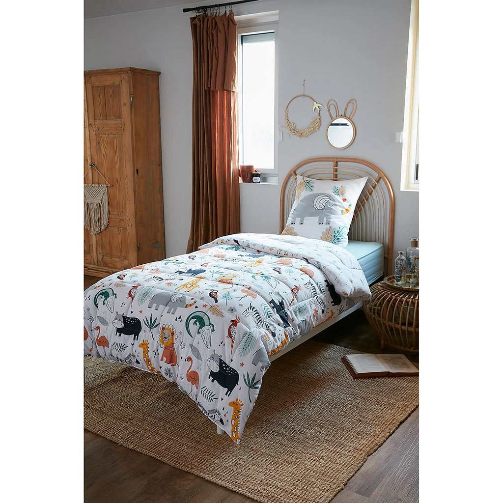 Housse De Couette 140x200cm Et 1 Taie D'oreiller 60x60cm En Coton - Savane 5 Housse De Couette 140x200cm Et 1 Taie D'oreiller 60x60cm En Coton - Savane – Image 3