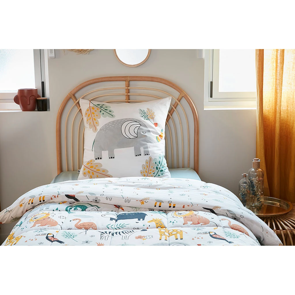 Housse De Couette 140x200cm Et 1 Taie D'oreiller 60x60cm En Coton - Savane 7 Housse De Couette 140x200cm Et 1 Taie D'oreiller 60x60cm En Coton - Savane – Image 5