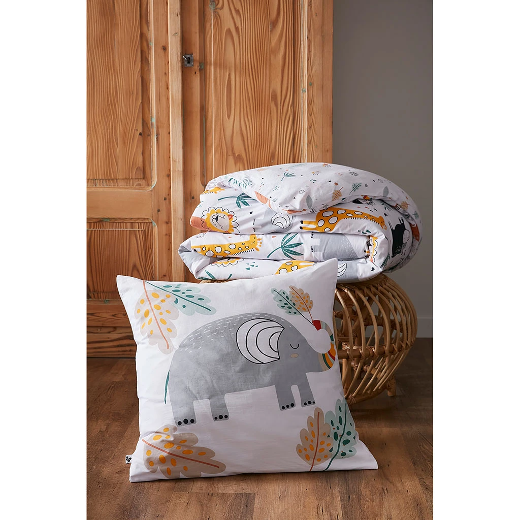 Housse De Couette 140x200cm Et 1 Taie D'oreiller 60x60cm En Coton - Savane 8 Housse De Couette 140x200cm Et 1 Taie D'oreiller 60x60cm En Coton - Savane – Image 6