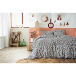 Housse De Couette 240x220 Cm Et 2 Taies D'oreiller 60x60cm En Coton Imprimé Fleurs - Malia