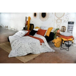Housse De Couette 240x220cm Et 2 Taies D'oreiller 60x60cm En Coton Blanc Et Noir - Ikat -Magasin De Literie housse de couette 240x220cm et 2 taies d oreiller 60x60cm en coton bl 695016 FRN03 WEB