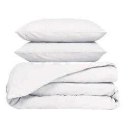 Housse De Couette 240x220cm Et 2 Taies D'oreiller 63x63cm En Percale De Coton Blanc - Venezia