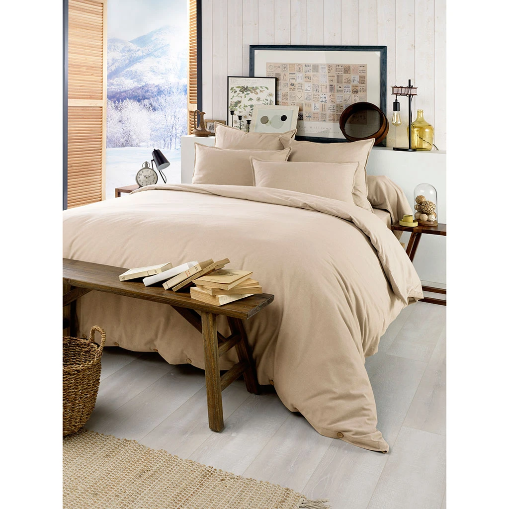Housse De Couette En Flanelle Sable 240x220cm - Candice 3 Housse De Couette En Flanelle Sable 240x220cm - Candice