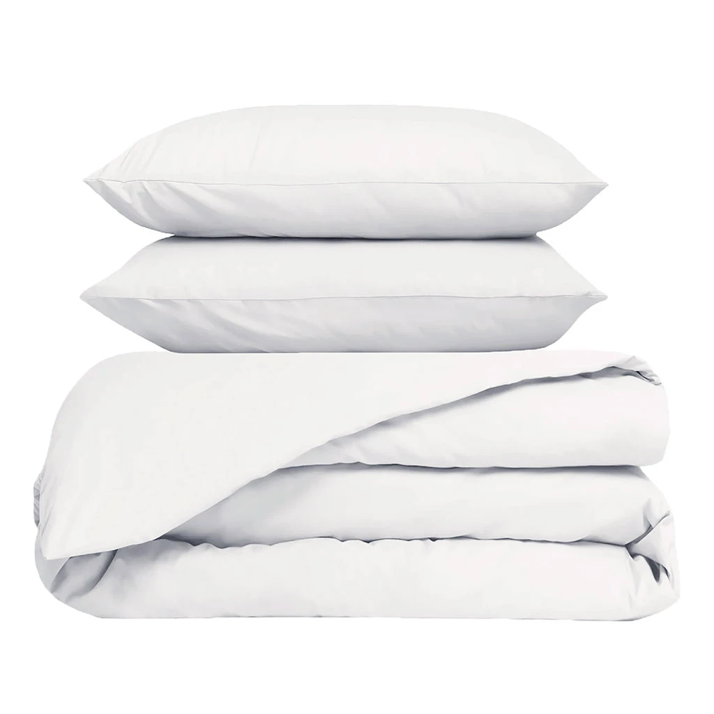 Housse De Couette 260x240cm Et 2 Taies D'oreiller 63x63cm En Percale De Coton Blanc - Venezia 3 Housse De Couette 260x240cm Et 2 Taies D'oreiller 63x63cm En Percale De Coton Blanc - Venezia