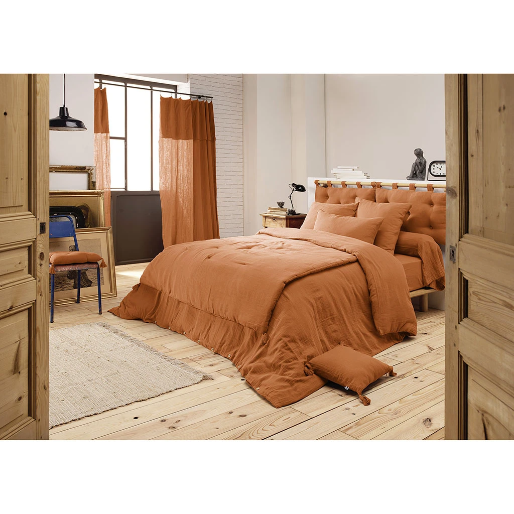 Housse De Couette En Gaze De Coton Abricot 240x220cm - Gaia 4 Housse De Couette En Gaze De Coton Abricot 240x220cm - Gaia – Image 2