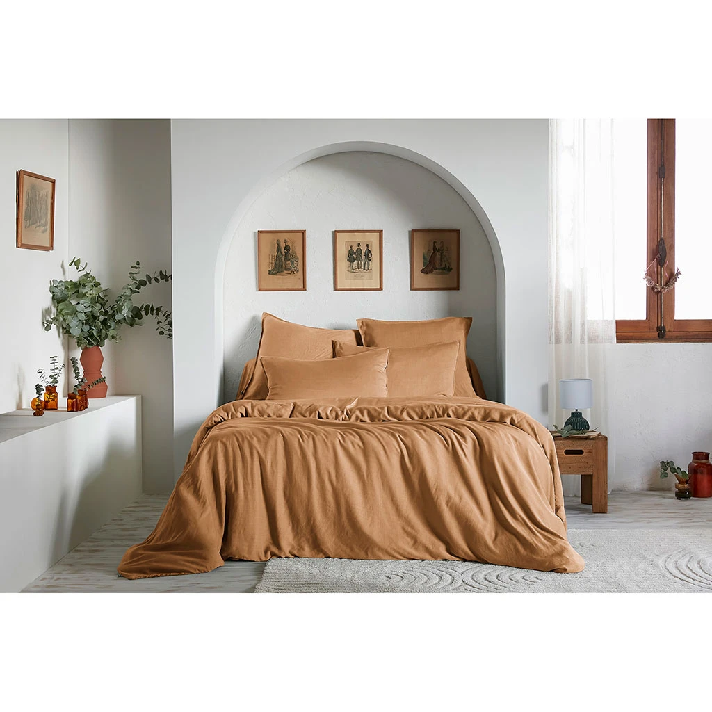 Housse De Couette En Lyocell Camel 240x220cm - Lysandre 4 Housse De Couette En Lyocell Camel 240x220cm - Lysandre – Image 2