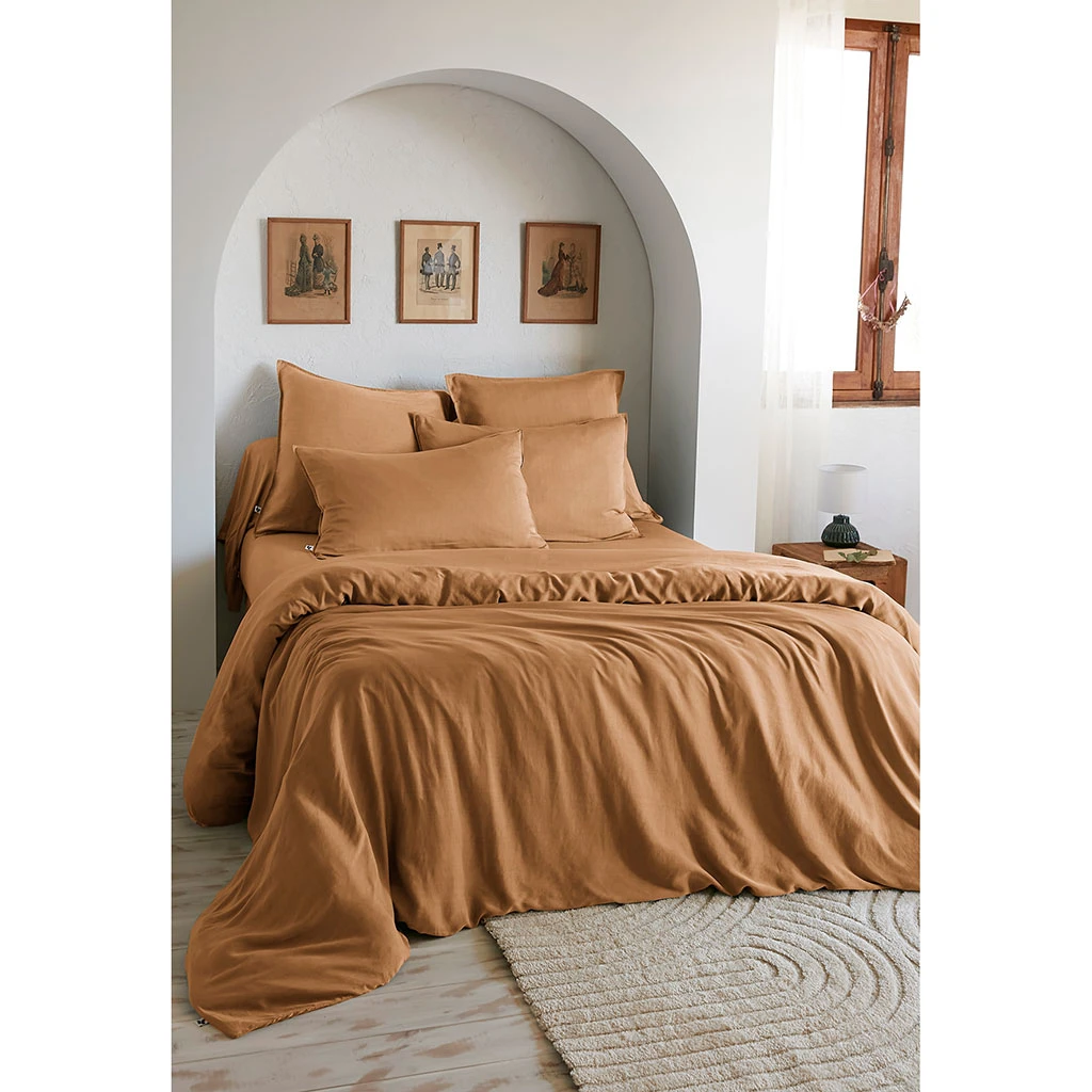 Housse De Couette En Lyocell Camel 240x220cm - Lysandre 5 Housse De Couette En Lyocell Camel 240x220cm - Lysandre – Image 3