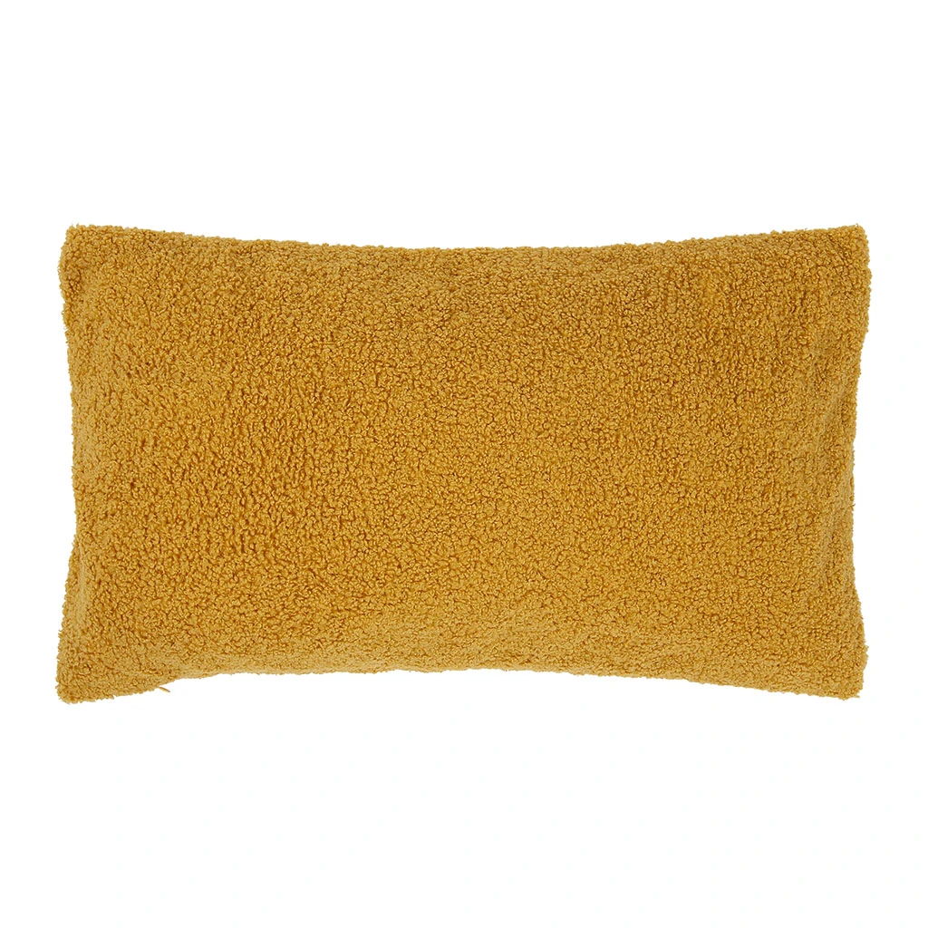 Housse De Coussin Bouclette "Love" Moutarde Et Beige 50x30cm - Funky 4 Housse De Coussin Bouclette "Love" Moutarde Et Beige 50x30cm - Funky – Image 2