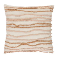 Housse De Coussin Brodée Terre Boheme Creme Et Nude 45x45cm En Coton