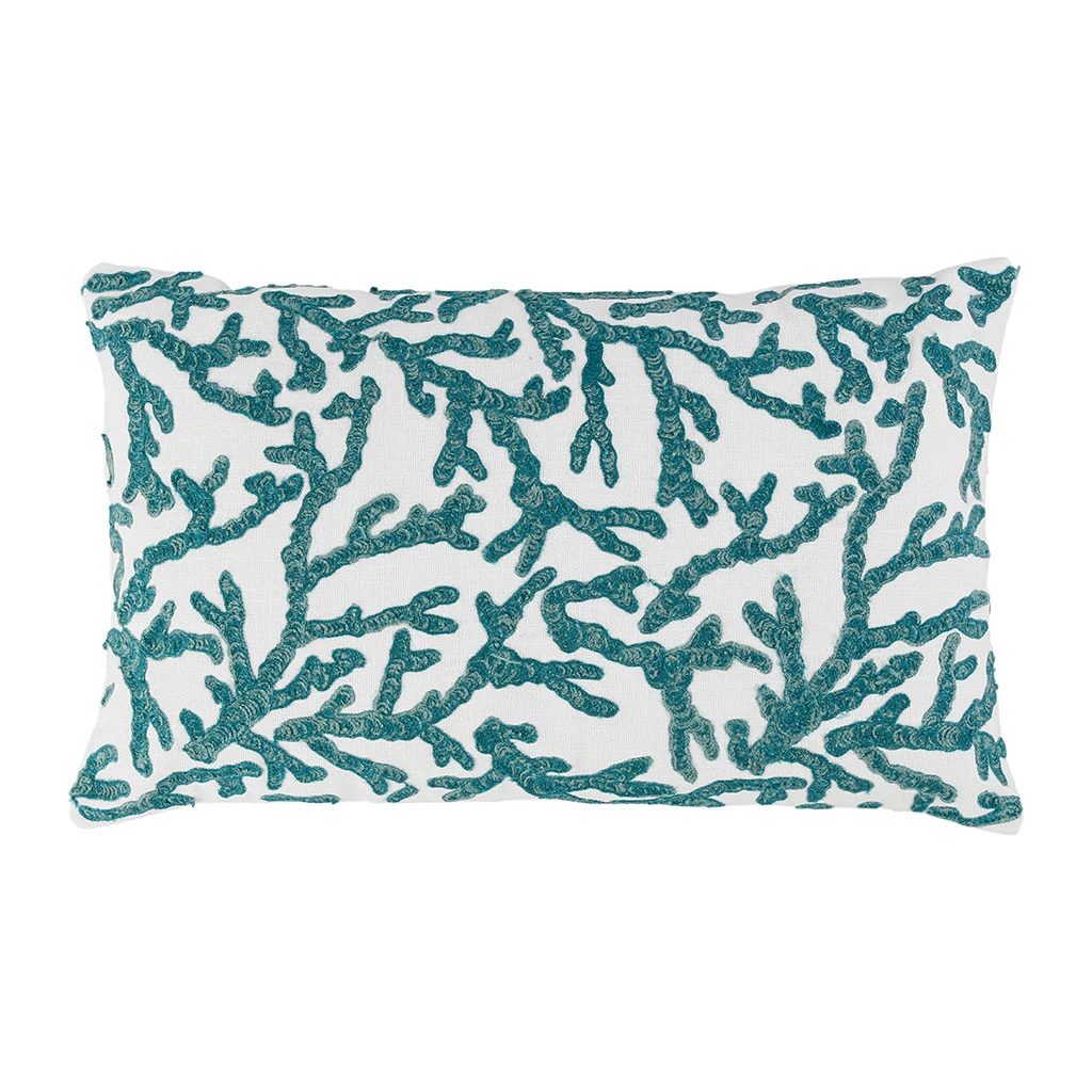 Housse De Coussin En Coton Corail Turquoise 50x30cm - Estran 3 Housse De Coussin En Coton Corail Turquoise 50x30cm - Estran