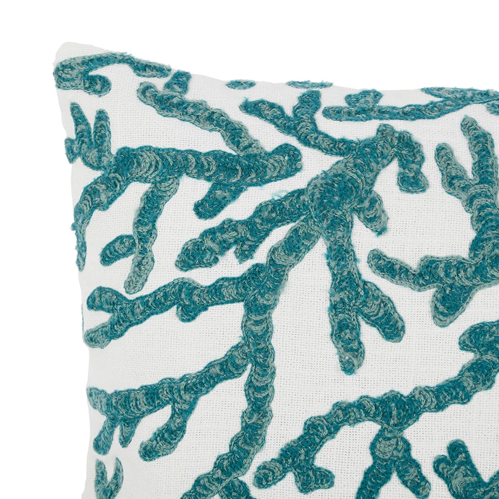 Housse De Coussin En Coton Corail Turquoise 50x30cm - Estran 6 Housse De Coussin En Coton Corail Turquoise 50x30cm - Estran – Image 4