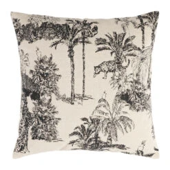 Housse De Coussin En Coton Noir Et écru 45x45cm - Mocoa
