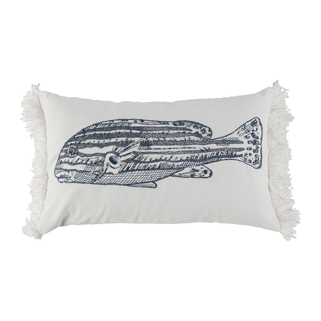 Housse De Coussin En Coton Poisson Bleu Marine 50x30cm - Bord De Mer 3 Housse De Coussin En Coton Poisson Bleu Marine 50x30cm - Bord De Mer